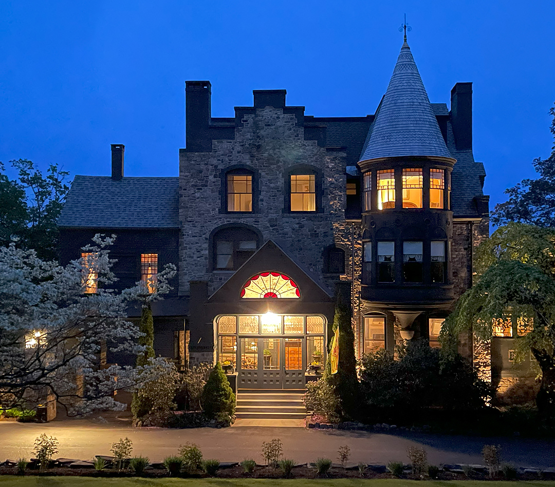 The Norumbega at blue hour