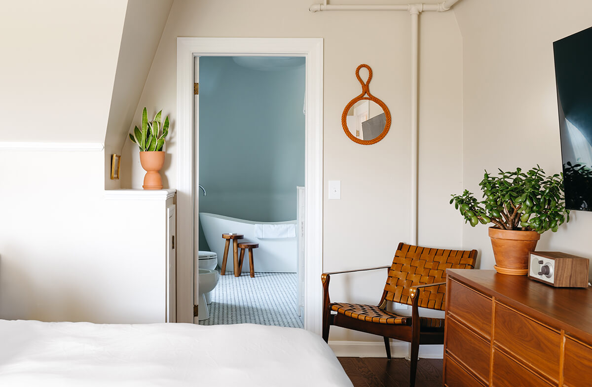 Peek into bathroom of penthouse suite