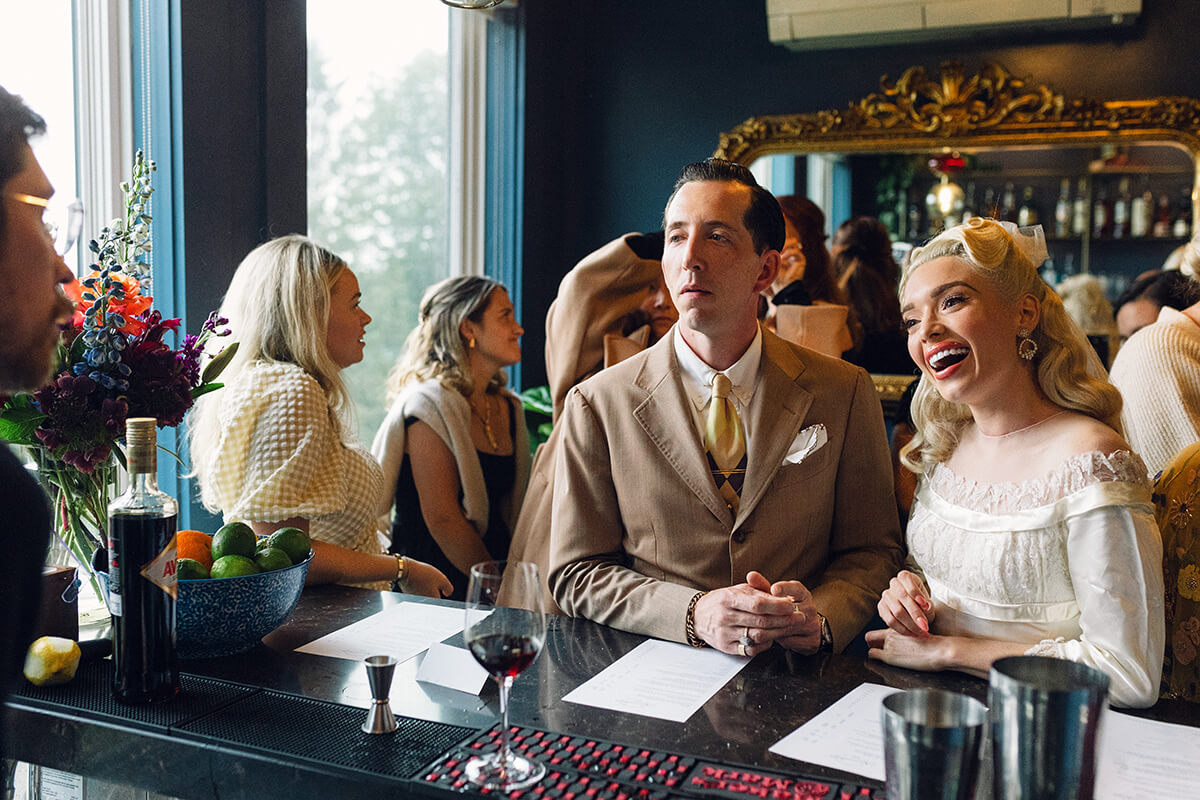 Bride and Groom at reception at The Norumbega