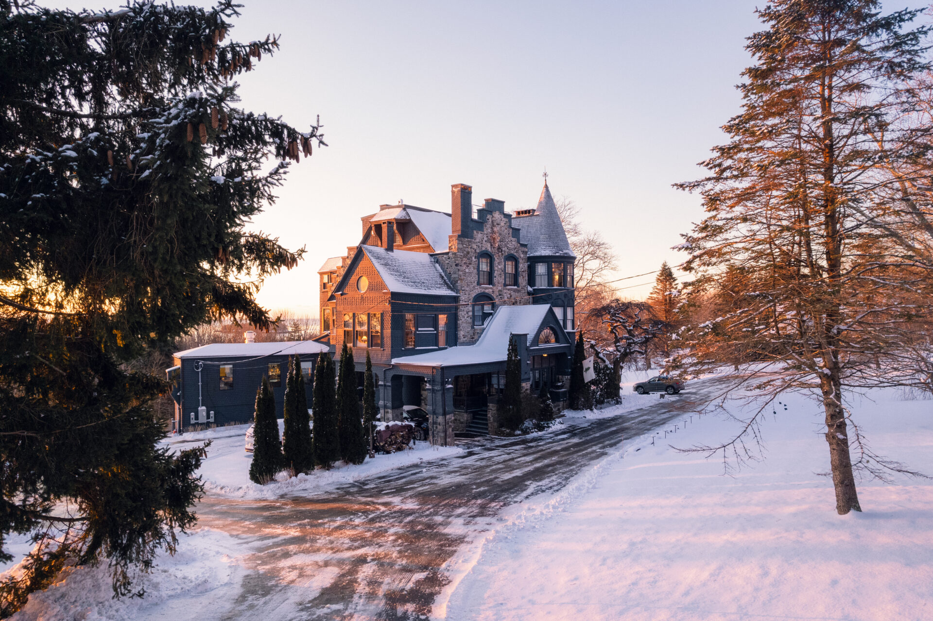 Winter Photo of Norumbega by Aaron Snow